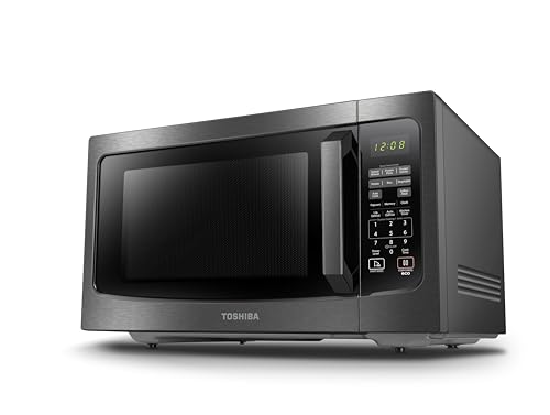 TOSHIBA ML-EM45P(BS) Countertop Microwave Oven with Smart Sensor and Position Memory Turntable, Function, 1.6 Cu.ft 13.6' Removable Black Stainless Steel, 1200W