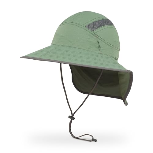 Sunday Afternoons Ultra Adventure Hat - Sun Hat for Men Women with Neck Flap, UPF 50+ UV Protective Hiking Fishing Hats, Wide Brim, Eucalyptus, L/XL