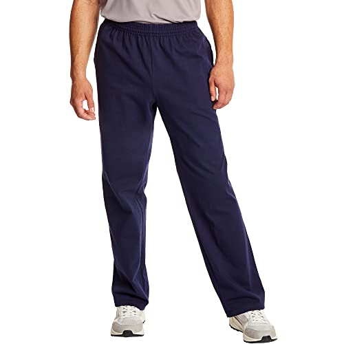 Hanes Mens Essentials Men’s Sweatpants, Cotton Jersey With Pockets, 33” Athletic-sweatpants, Navy, XX-Large US