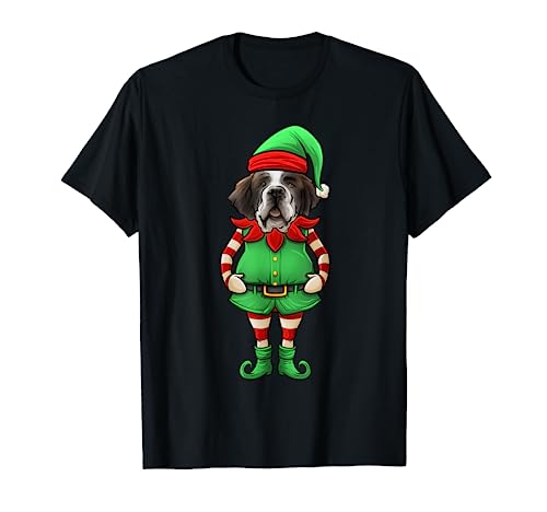 Funny Christmas Elf St Bernard Dog Saint Bernard T-Shirt