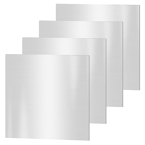 4PACK 304 Stainless Steel Sheets, 8' x 8' x 1/32' (0.031') Inch Stainless Steel Plates 20 Gauge(0.8MM) Stainless Steel Shim Plates Metal Sheets for Kitchen DIY Craft Making