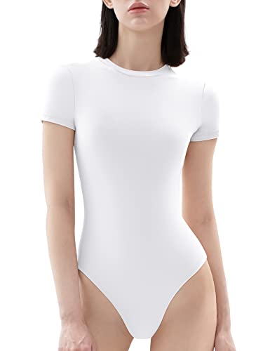 PUMIEY Bodysuits for Women Dupes Body Suit Splashed White Medium