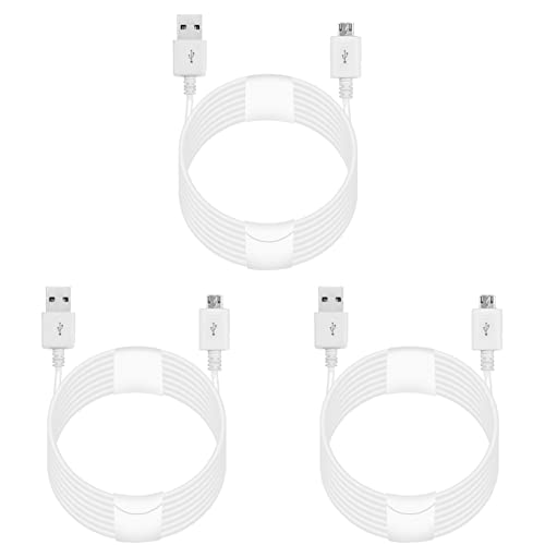 [3 Pcs] IUEGEN PS4 Controller Charger Charging Cable 10ft Extra Long Micro USB 2.0 High Speed Data Sync Cord Compatible for Playstaion 4, PS4 Slim/Pro, Xbox One S/X Controller, Android Phones (white)