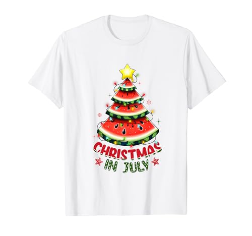 Christmas In July Shirts Women Men Kids Watermelon Xmas Tree T-Shirt