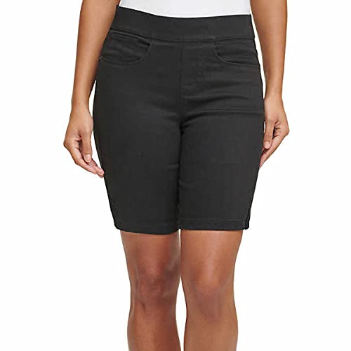 DKNY Jeans Women's Comfort Stretch Pull-On Bermuda Short (Black, X-Large)
