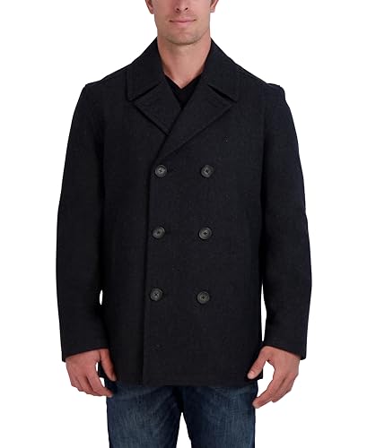 Nautica Men's Classic Double Breasted Peacoat, Vintage Charcoal, Large