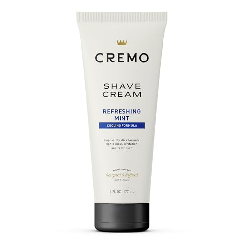 Cremo Barber Grade Cooling Shave Cream, Astonishingly Superior Ultra-Slick Shaving Cream for Men, Fights Nicks, Cuts and Razor Burn, 6 Fl Oz