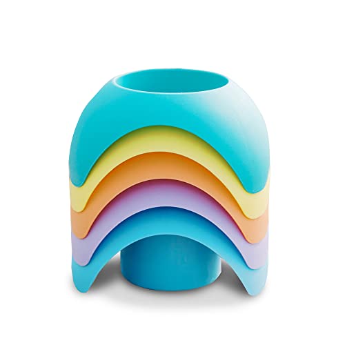 Dejaroo - Beach Cup Holder, Beach Coasters for Holding Phones, Drinks, & More, Durable Beach Vacation Accessories, Handy Beach Gifts, Stackable Multicolor 5-Piece Set, ‎6.65 x 6.46 x 6.42 inches