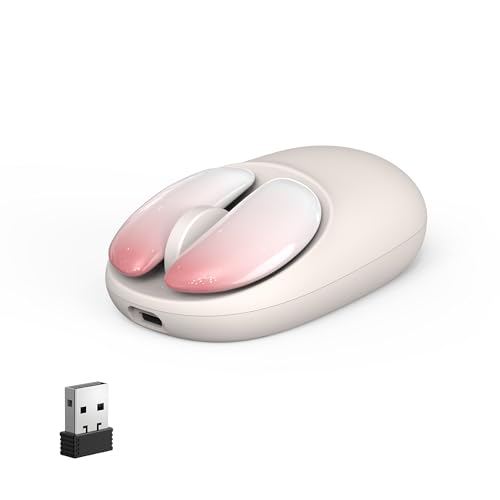 NYIEFADA Pink Wireless Mouse Ergonomic, Silence Detachable Buttons, Rechargeable Cute USB C Design for Left/Right Small Hands, Compatible with Laptops Mobile