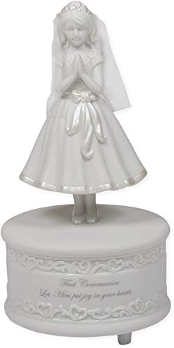 First Communion Girl 7.5 Inch Porcelain Musical Figurine Plays The Lord's Prayer