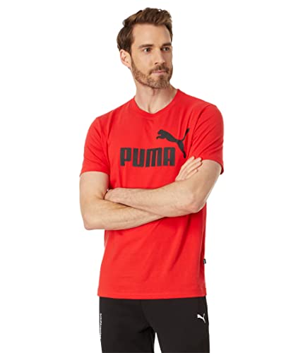 PUMA Men's Essentials Logo Tee, Red-Ah23, Large