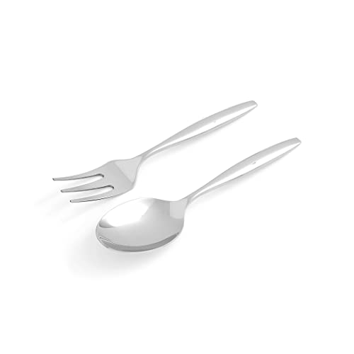 Portmeirion Sophie Conran Arbor Salad Server Set | 2-Piece Flatware Serving Utensil Set | 10-Inch | Stainless Steel | Mixing Fork and Spoon | Kitchen Cooking Utensil | Dishwasher Safe Silver