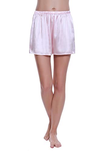 LEPTON 19mm 100% Mulberry Silk Shorts- Womens Pajama Shorts- Soft Sleepwear Lounge Shorts- Sleeping Shorts for Women (Pink, XL)