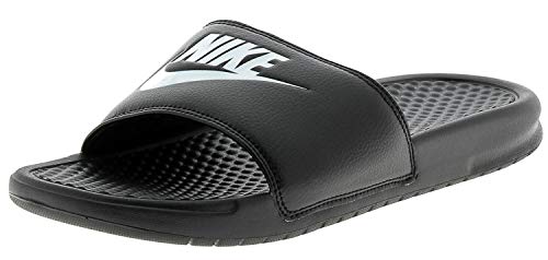 Nike Men's Benassi Just Do It Athletic Sandal, Black/White, 10.0 Regular US