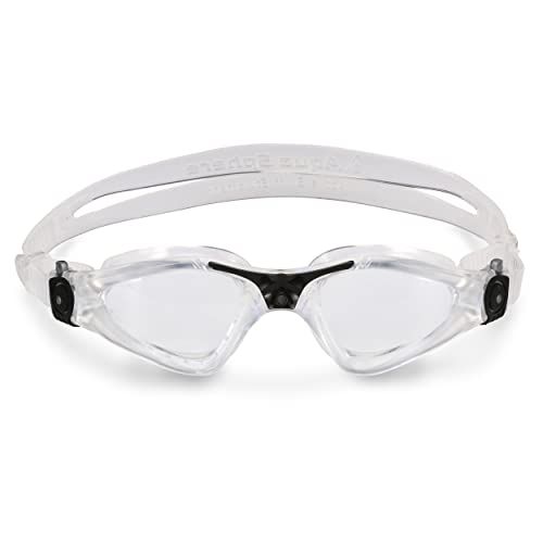 Aqua Sphere Kayenne Adult Swim Goggles - 180-Degree Distortion Free Vision, Ideal Swim Goggle for Active Pool or Open Water Swimmers | Unisex Adult, Clear Lens, Transparent & Black Frame,One Size