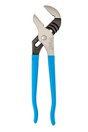 Channellock 430 Tongue & Groove Pliers | 10' Straight Jaw Groove Joint Plier with Comfort Grips | 2' Jaw Capacity | Laser Heat-Treated 90° Teeth| Forged From High Carbon Steel | Made In USA,Black, Blue, Silver,10-Inch