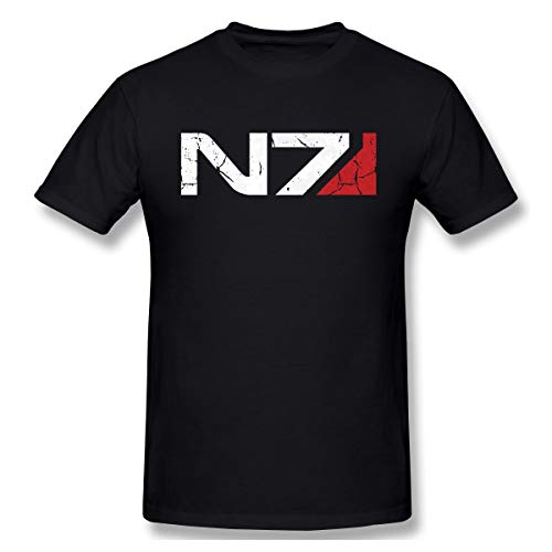 DSion Mens Mass Seven Eff Sevenect Mass Effect N7 Adult Short Sleeve T-Shirt Black