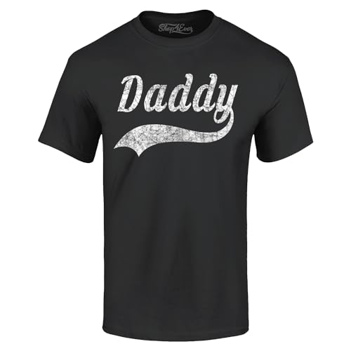 Daddy Distressed Classic Baseball Style T-Shirt Dad Shirts X-Large Black