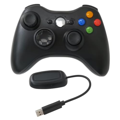 Colorpp 2.4GHz Wireless Game Controller for Xbox 360/Windows 7/8/10/ PC, Gamepad Joystick with Handle of Non-Slip Skin-Friendly and Sweat Proof, Comfortable for Grip - Black