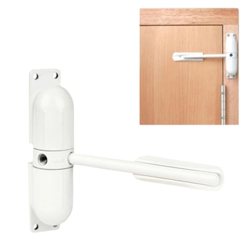 GOOKYO Door Closer Automatic Safety Spring Door Closer – Easy to Install to Convert Hinged Doors to Self-Closing– White
