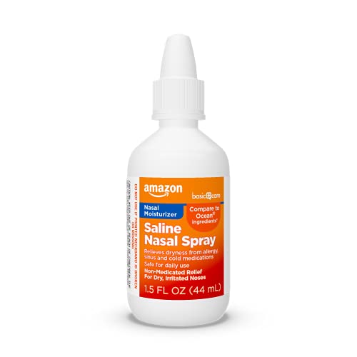Amazon Basic Care Premium Saline Nasal Moisturizing Spray, 1.5 fl oz (Pack of 1), Clear