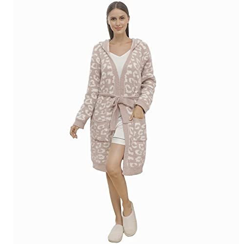 DOOWELL Women's Knit Lightweight Absorbent Robes, Soft Spa Bathrobe Loungewear with Pockets