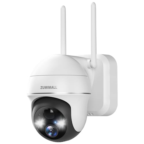 ZUMIMALL Security Cameras Wireless Outdoor WiFi with 360° PTZ, 2K Battery Powered Cameras for Home Surveillance, Spotlight & Siren/PIR Detection/3MP Color Night Vision/2-Way Talk/IP66/Cloud/SD