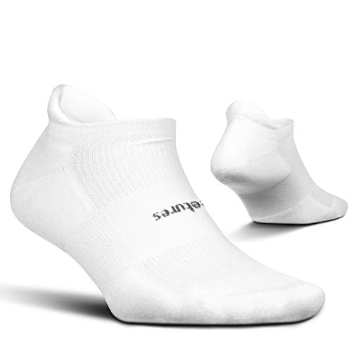Feetures Unisex High Performance Cushion No Show Tab Sock Solid (Large, White)