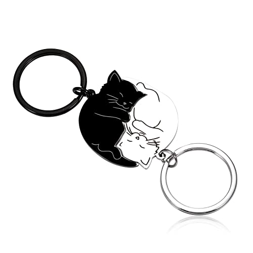 Couple Gift Keychain Cute Valentine's Day Gift for Boyfriend Girlfriend Him Her Cat Lover Best Friend Husband Wife Fiancée Cat Matching Gift Couple Stuff for Christmas Birthday Anniversary New Year