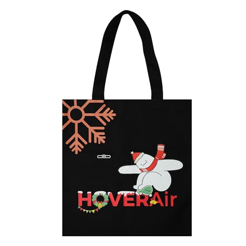 HOVERAir Black Tote Bag for Women, Lightweight and Portable Casual Shoulder Canvas Tote Bag for Laptop and Pad, Reusable Grocery Cloth Bag Suitable for Shopping, Work, Travel