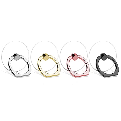 SKYPIA 4 Pack Clear Cell Phone Ring Holder Transparent Finger Grip Loop Kickstand 360 Degree Rotation Finger Ring Stand