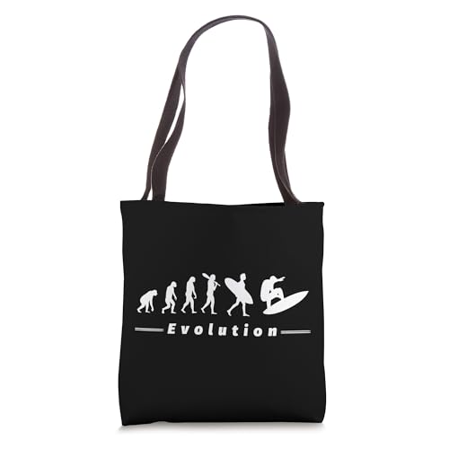 Surfing, Evolution of the Surfer, Funny Ocean Surf Design Tote Bag