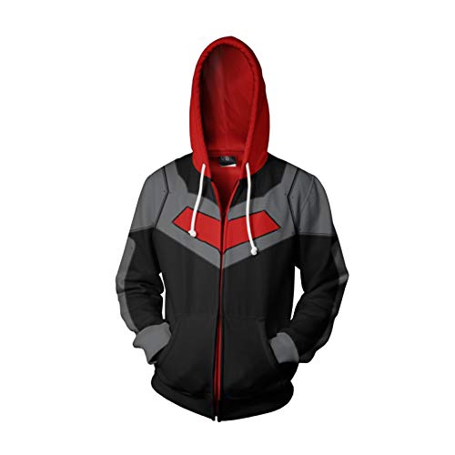 Ucosbros Super Hero Costume Red Hood Creative Hoodie Spring And Autumn Coat Halloween Cosplay (Black-RHB, M)