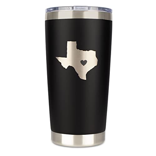 JENVIO Texas Gifts | Stainless Steel Wine or Coffee Travel Tumbler with Laser Etched Design 2 Lids and 2 Steel Straws | Themed State Decor for Women Husband Valentine's Day Gifts