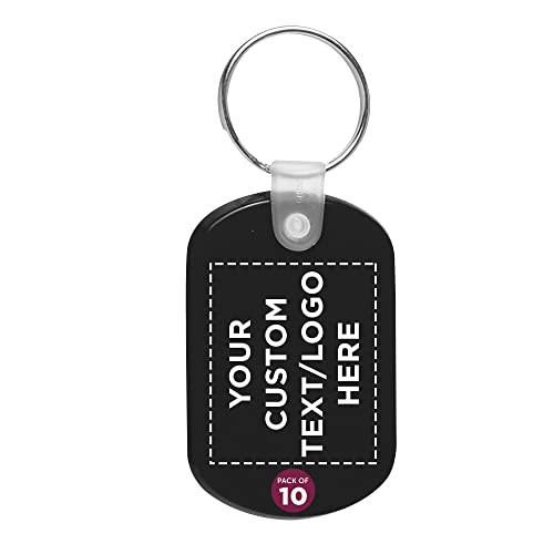 DISCOUNT PROMOS Tag Soft Plastic Keychains - 50 pack - Customizable Text, Logo - Small Key Tag Chain For Staying Organized - Rubber Key Ring Keychain – Black