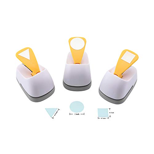 Craft Lever Punch DIY Handmade Craft Punch Paper Punch for Festival and Greeting Card Making Ten Shapes Choices (White 0.7X0.7inch square-1inch Circle-0.75inch Triangle)