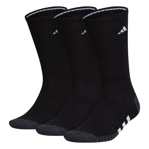 adidas Men's Cushioned (3-pair) Crew Sock, Black/Onix Grey/White, Large US