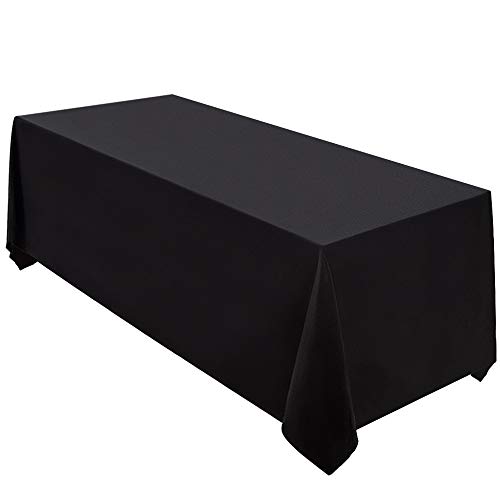 Surmente Tablecloth 90 x 132-Inch Rectangular Polyester Table Cloth for Weddings, Banquets, or Restaurants (Black) ………