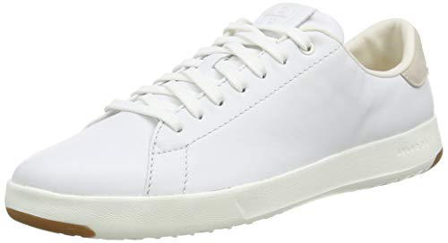 Cole Haan Women's GrandPro Tennis Leather Lace OX Fashion Sneaker, Optic White/Optic White, 8.5 B US