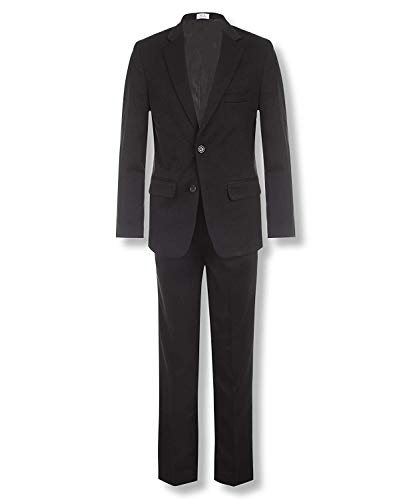 Calvin Klein Boys' 2-piece Formal Suit Set, Includes Single Breasted Jacket & Straight Leg Dress Pants With Belt Loops & Functional Pockets, Black, 16