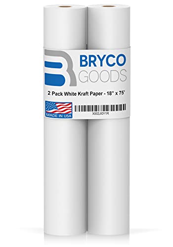 Bryco Goods Arts and Crafts Paper Roll - Pack of 2 - For Paints - Wall Art - White Easel Paper - Drawing Art Paper - Bulletin Board Paper - Gift Wrapping - Kids Crafts - Made in USA - 18” x 75’ (900″)