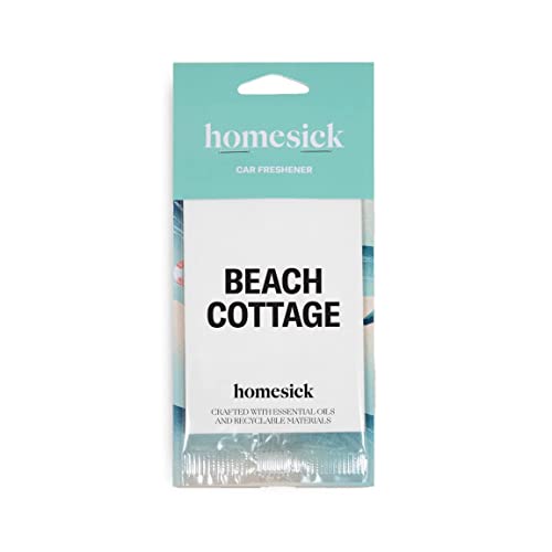 Homesick Premium Scented Car Air Freshener, Beach Cottage - Scents of Bergamot, Sandalwood, 1 Air Freshener, Essential Oil Ingredients, Relaxing Aromatherapy Air Freshener