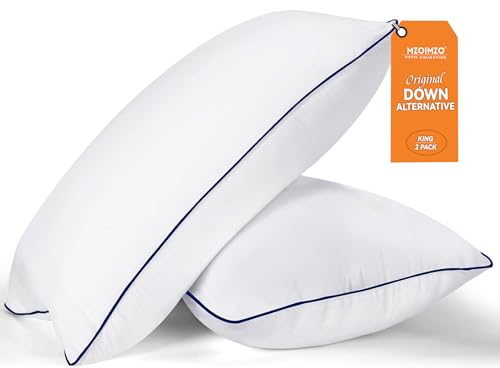 MZOIMZO Bed Pillows for Sleeping- King Size, Set of 2, Cooling Hotel Quality with Premium Soft Down Alternative Fill for Back, Stomach or Side Sleepers