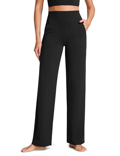 CRZ YOGA Womens Butterluxe High Waist Wide Leg Pants with Pockets 31' - Buttery Soft Comfy Casual Yoga Lounge Pants Black X-Small