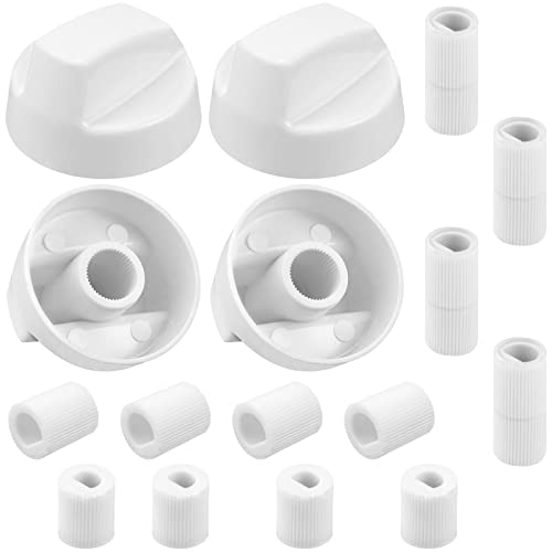 AMI PARTS Universal White Control Knobs with 12 Adapters 4-Pack Universal Knobs for Oven/Stove/Range