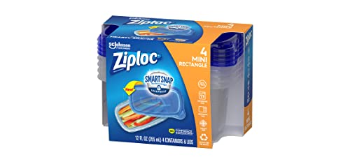 Ziploc Container, Medium Rectangle, 1.5 Cups, 4 Count (Pack of 1)