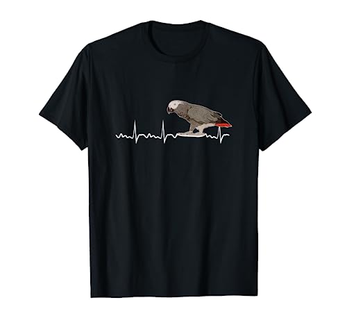 African Grey Parrot Heartbeat Parrot Bird Macaw T-Shirt