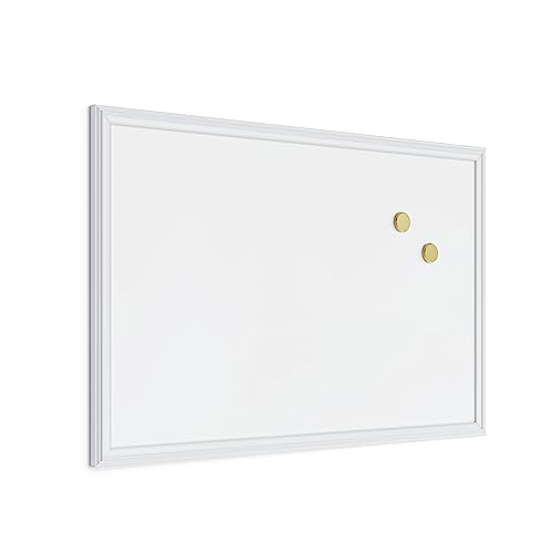 U Brands Farmhouse Magnetic Dry Erase Board, 30'x20', White Wood Style Frame, Includes 2 Magnets