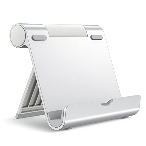 JETech Tablet Stand, Adjustable Portable Desktop Holder, Foldable Dock for iPad/iPad Pro/Air/Mini, Galaxy Tab A8/A7 Lite/A7/S8/S7, Kindle, Tab/Phones(4-13'), Silver