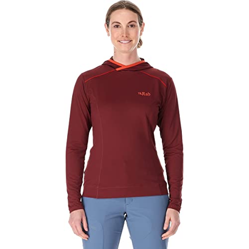 RAB Women's Force Hoody Lightweight Long-Sleeve Hooded Baselayer Shirt for Hiking, Climbing, & Trail Running - Deep Heather - Small